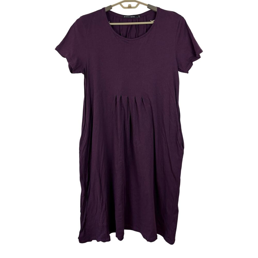 Gudrun Sjoden Purple Cotton short sleeve Midi Maxi Dress pockets